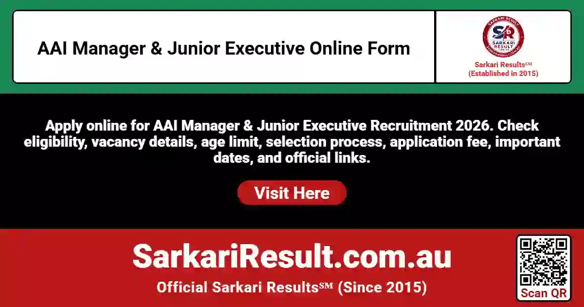 AAI Manager & Junior Executive Online Form 2026