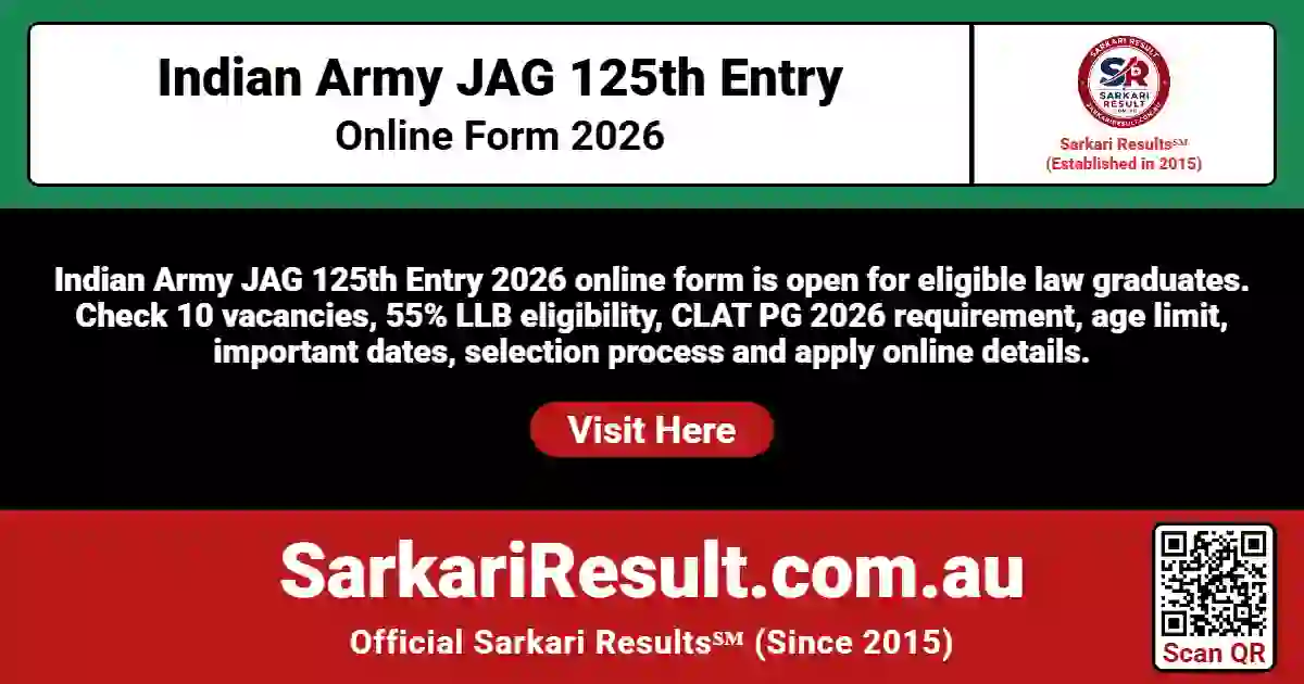 Indian Army JAG 125th Entry Online Form 2026