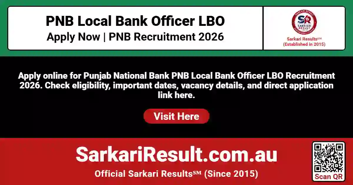 Punjab National Bank PNB Local Bank Officer LBO Online Form 2026