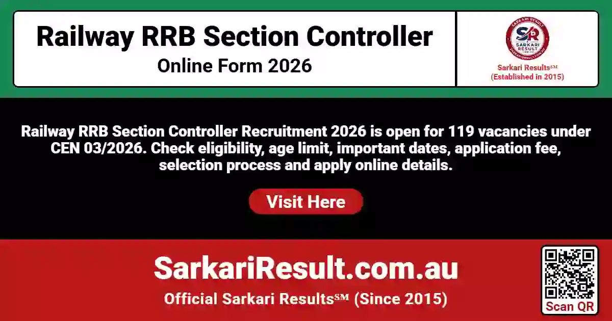 Railway RRB Section Controller Online Form 2026