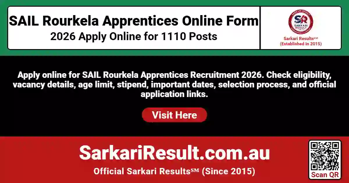 SAIL Rourkela Apprentices Online Form 2026