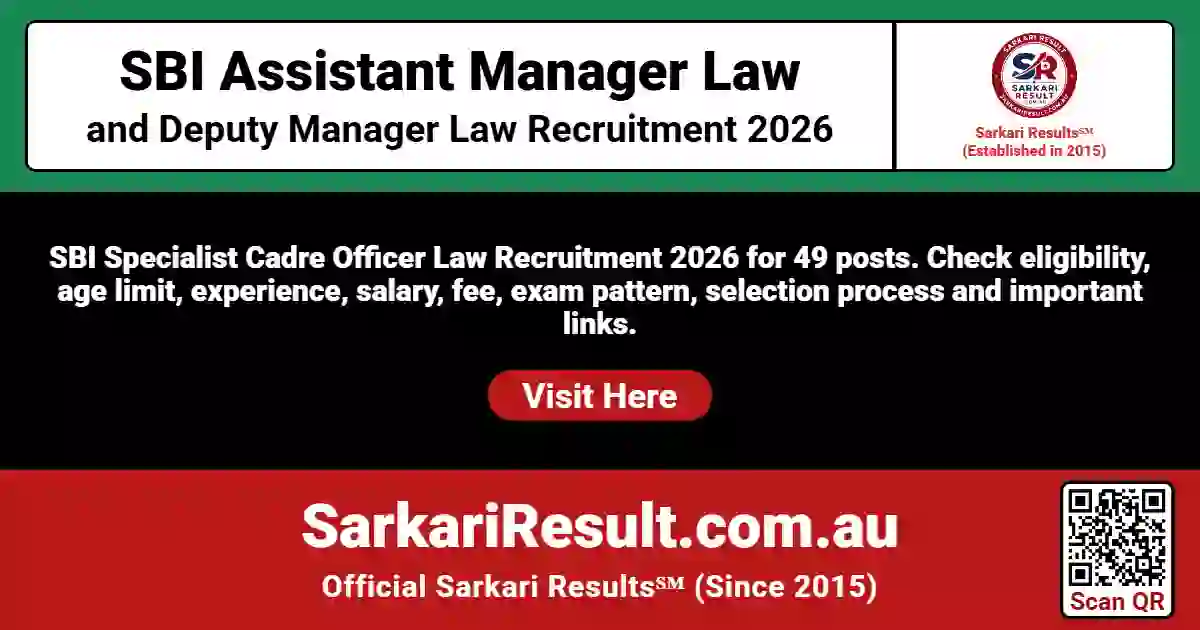 SBI Assistant Manager Law and Deputy Manager Law Online Form 2026