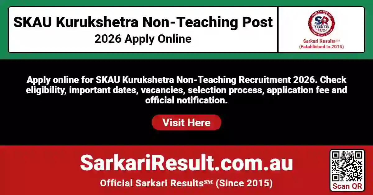 SKAU Kurukshetra Non-Teaching Post Online Form 2026