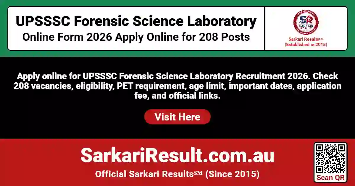 UPSSSC Forensic Science Laboratory Online Form 2026