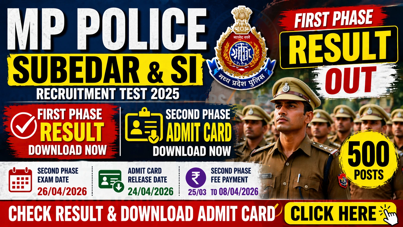 MP Police Subedar SI Recruitment Second Phase Admit Card 2026